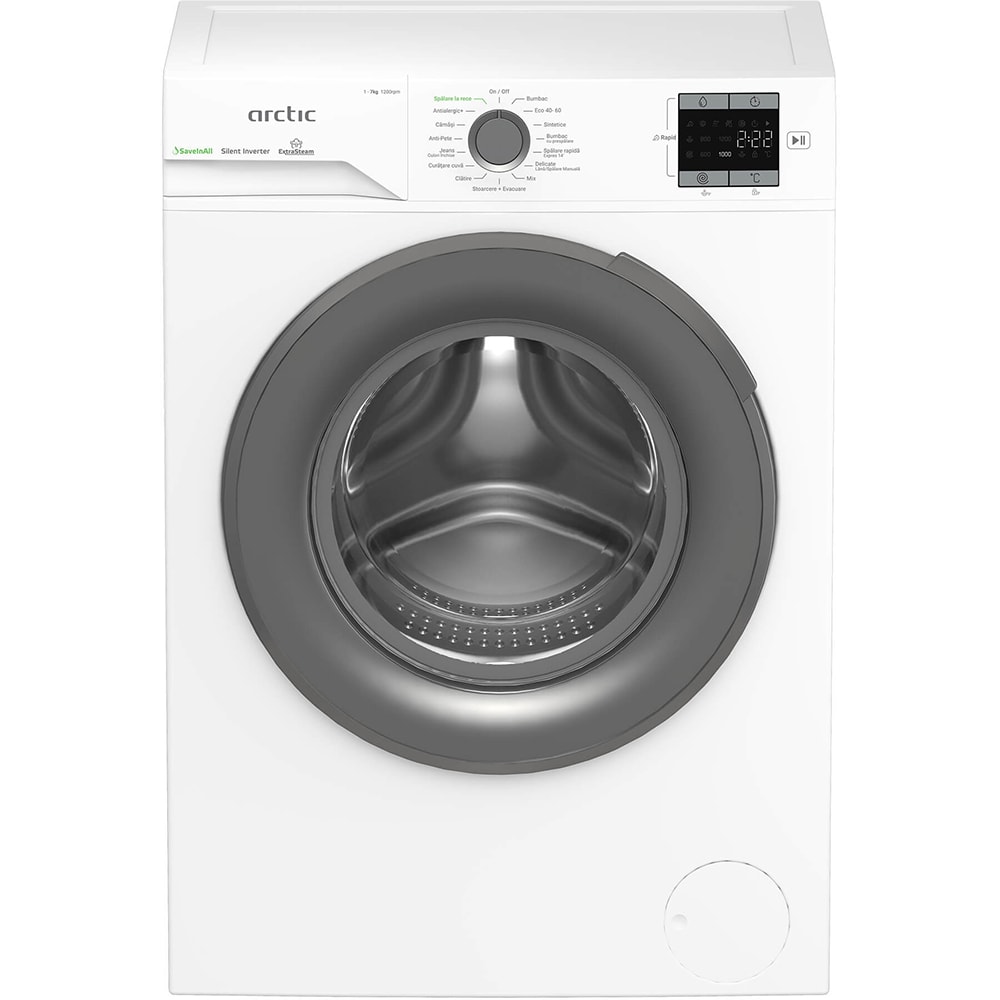 Masina de spalat rufe frontala ARCTIC APLM1WFSU17210WG, ExtraSteam, 7 kg, 1200rpm, Clasa A, alb