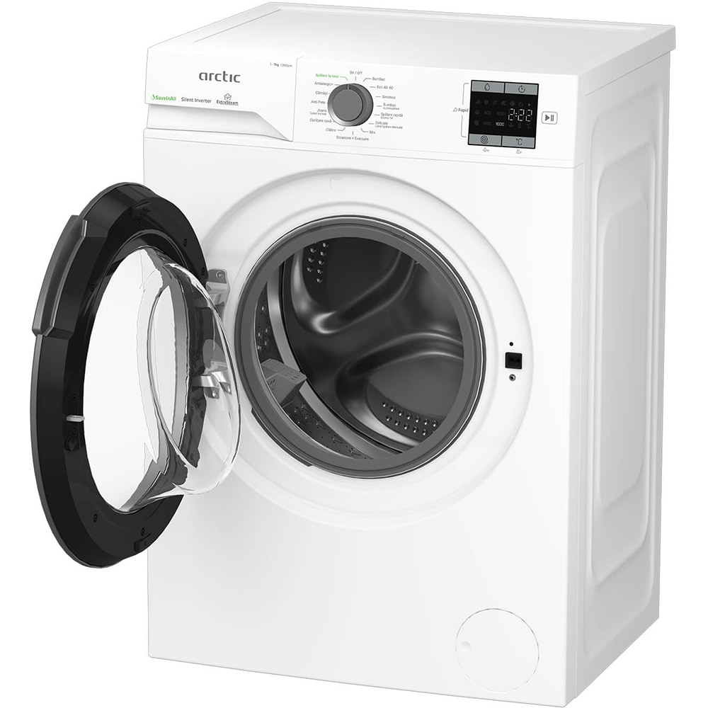 Masina de spalat rufe frontala ARCTIC APLM1WFSU17210WG, ExtraSteam, 7 kg, 1200rpm, Clasa A, alb