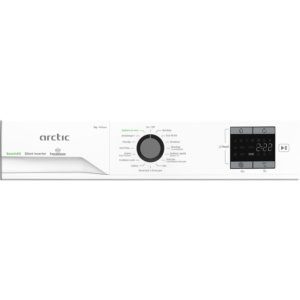 Masina de spalat rufe frontala ARCTIC APLM1WFSU17410W, Extra Steam, 7 kg, 1400rpm, Clasa A, alb