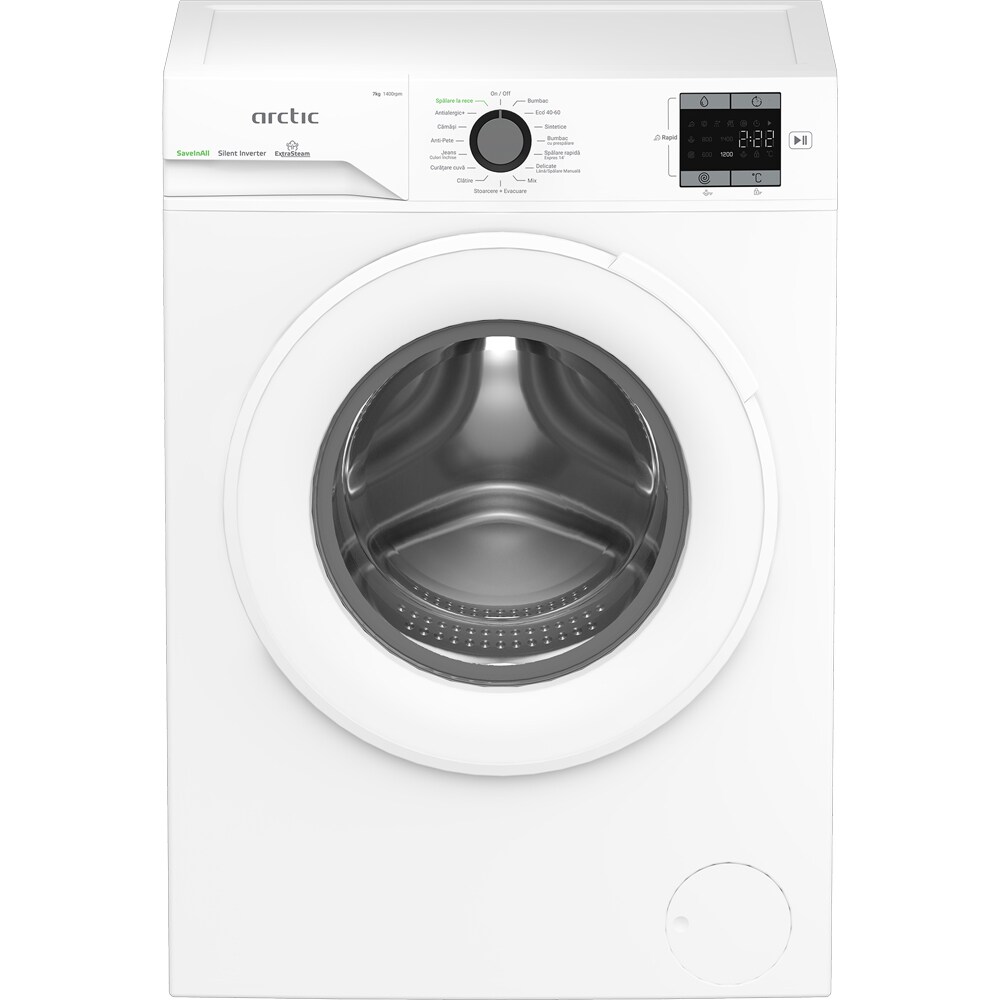 Masina de spalat rufe frontala ARCTIC APLM1WFSU17410W, Extra Steam, 7 kg, 1400rpm, Clasa A, alb