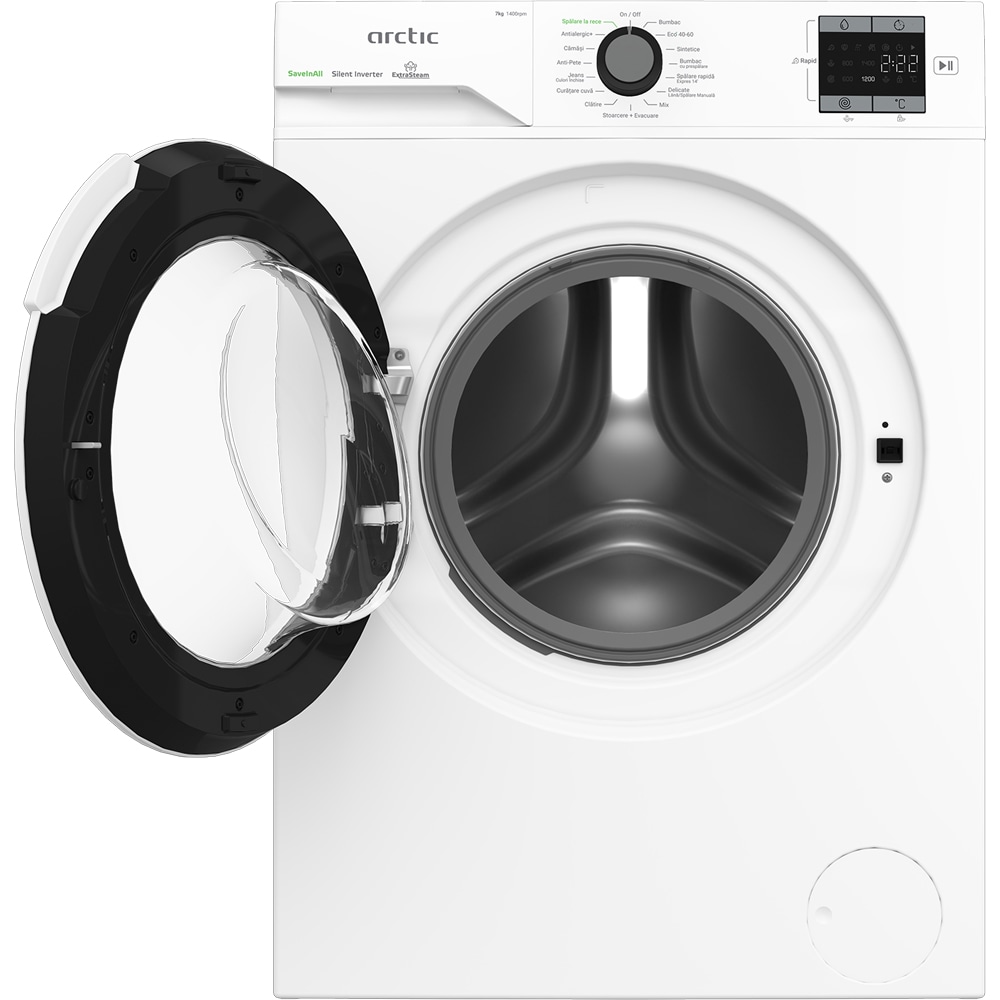 Masina de spalat rufe frontala ARCTIC APLM1WFSU17410W, Extra Steam, 7 kg, 1400rpm, Clasa A, alb