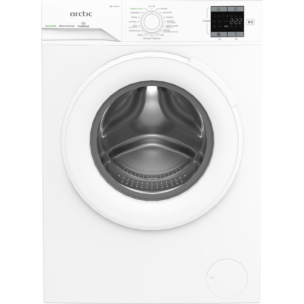Masina de spalat rufe frontala ARCTIC APLM1WFSU18210W, Extra Steam, 8 kg, 1200rpm, Clasa A, alb