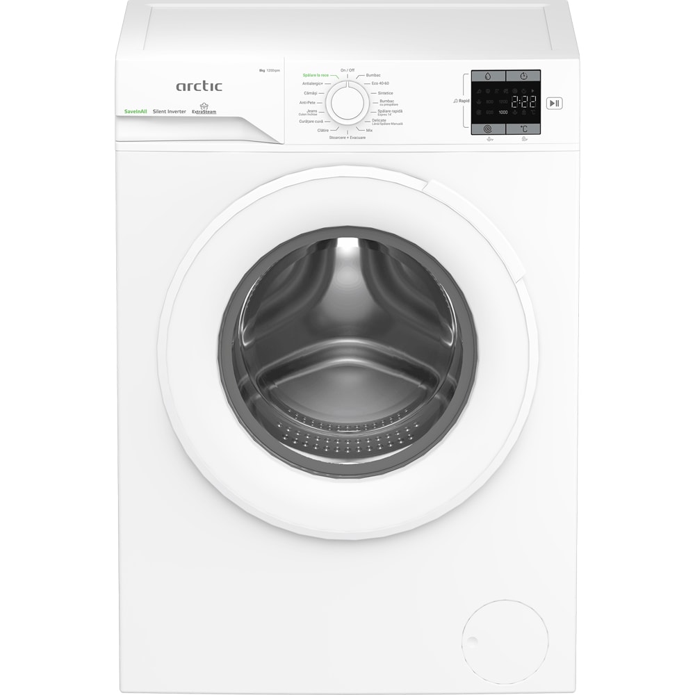 Masina de spalat rufe frontala ARCTIC APLM1WFSU18210W, Extra Steam, 8 kg, 1200rpm, Clasa A, alb