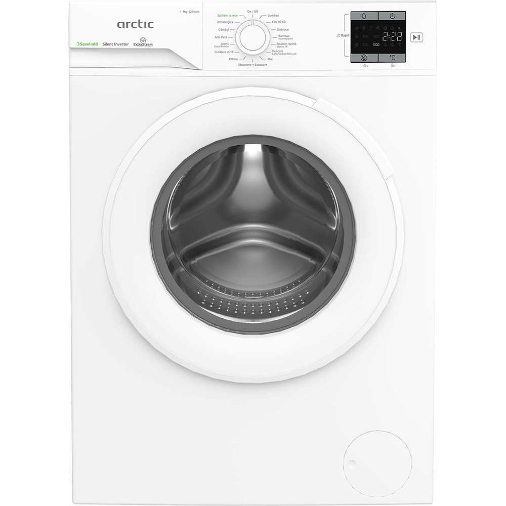 Masina de spalat rufe frontala ARCTIC APLM1WFSU19210W, ExtraSteam, 9 kg, 1200rpm, Clasa A, alb
