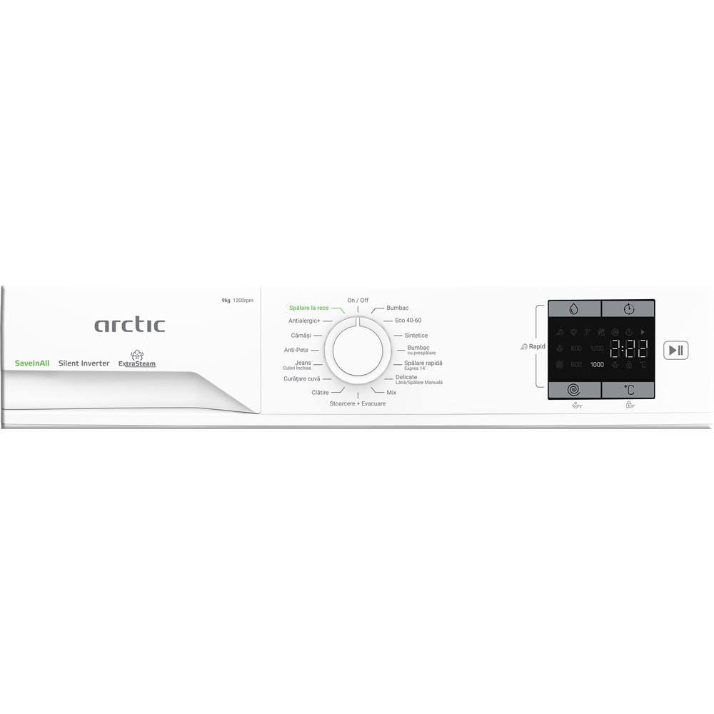 Masina de spalat rufe frontala ARCTIC APLM1WFSU19210W, ExtraSteam, 9 kg, 1200rpm, Clasa A, alb