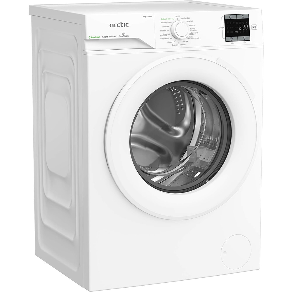 Masina de spalat rufe frontala ARCTIC APLM1WFSU19210W, ExtraSteam, 9 kg, 1200rpm, Clasa A, alb