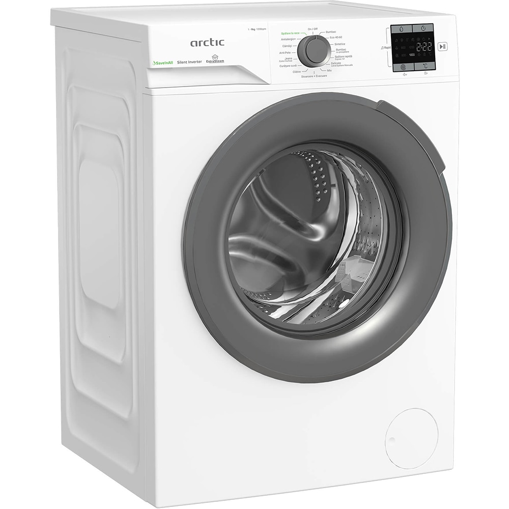 Masina de spalat rufe frontala ARCTIC APLM1WFSU19210WG, ExtraSteam, 9 kg, 1200rpm, Clasa A, alb