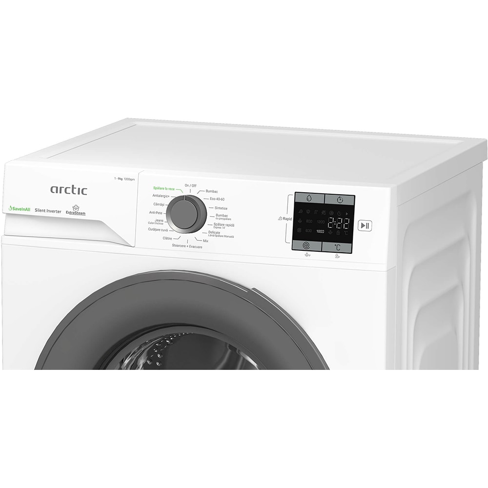 Masina de spalat rufe frontala ARCTIC APLM1WFSU19210WG, ExtraSteam, 9 kg, 1200rpm, Clasa A, alb