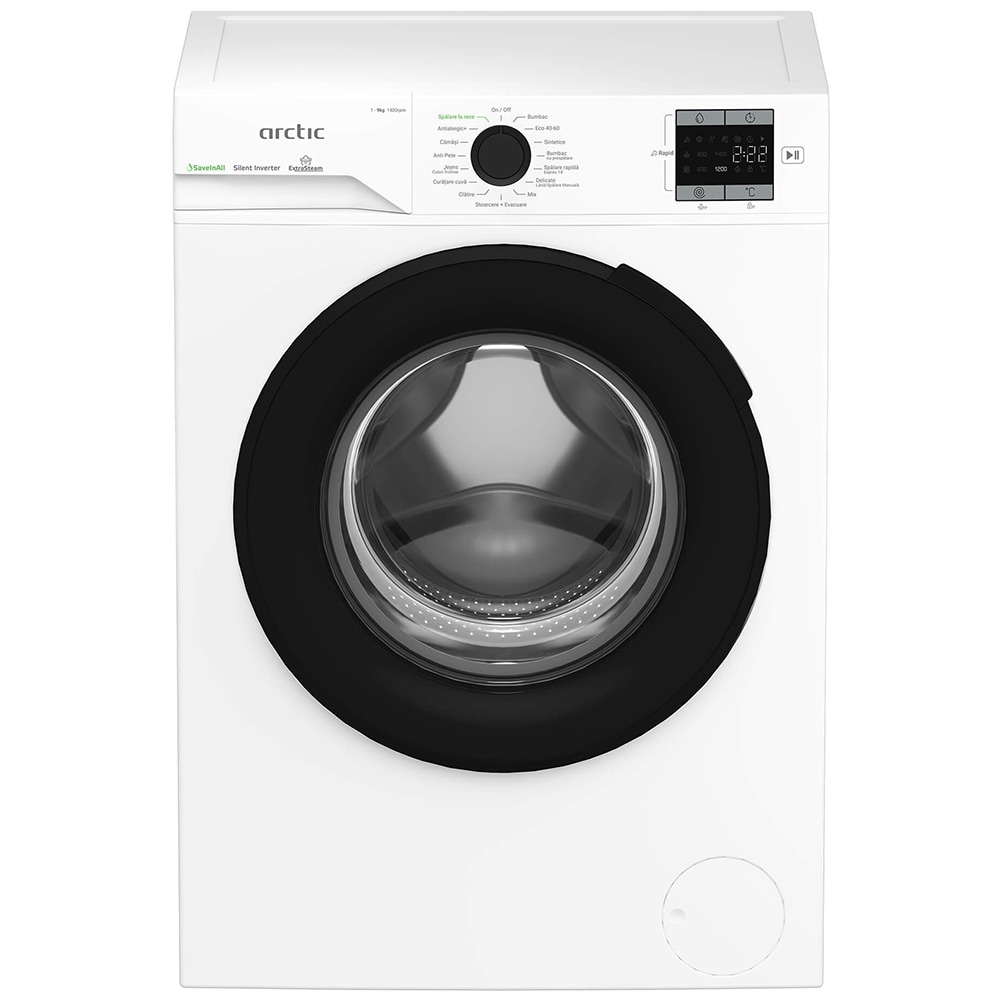 Masina de spalat rufe frontala ARCTIC APLM1WFSU19410W, Extra Steam, 9 kg, 1400rpm, Clasa A, alb