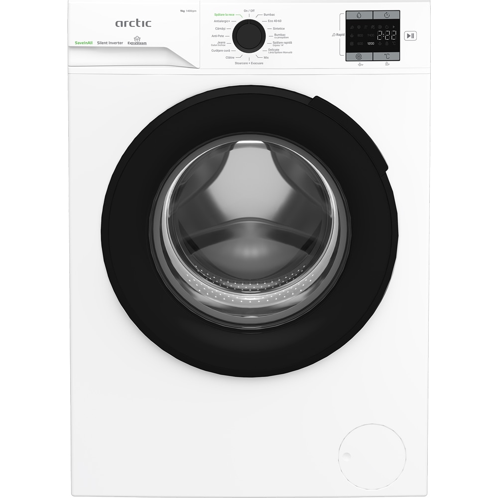 Masina de spalat rufe frontala ARCTIC APLM1WFSU19410W, Extra Steam, 9 kg, 1400rpm, Clasa A, alb