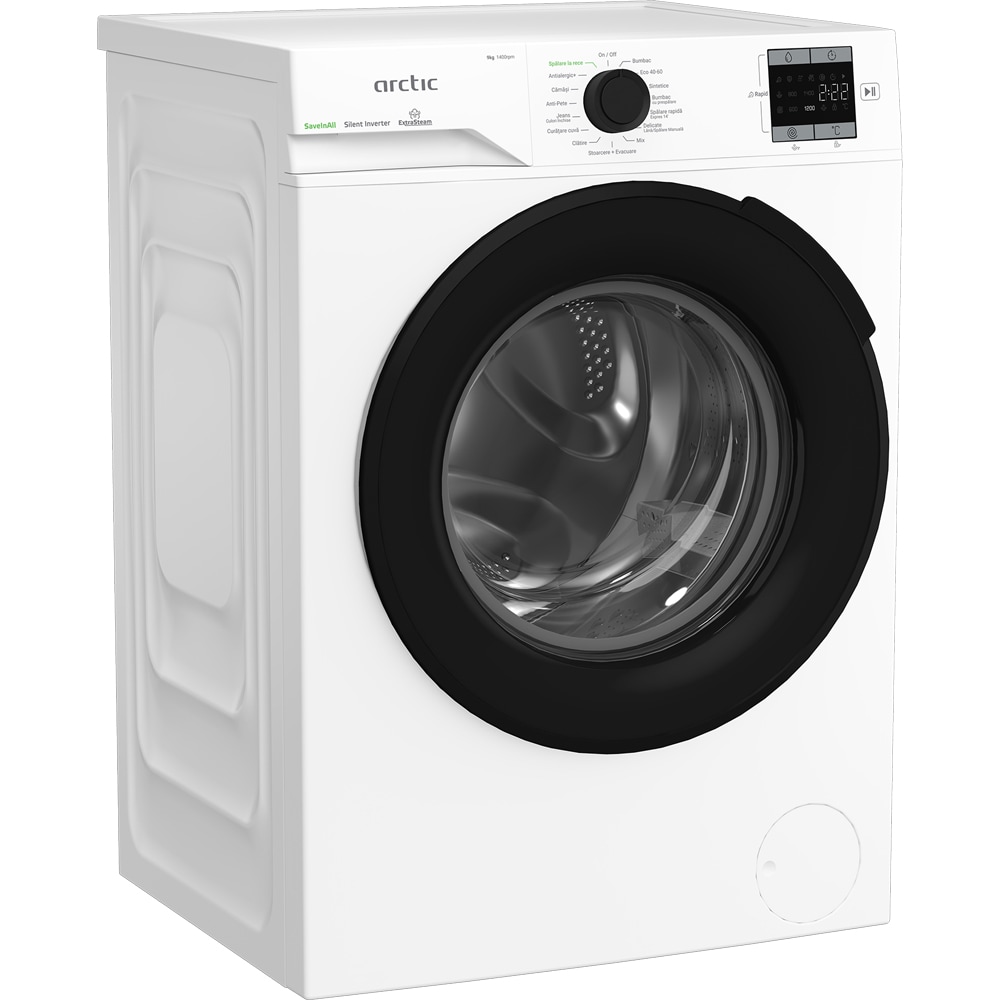 Masina de spalat rufe frontala ARCTIC APLM1WFSU19410W, Extra Steam, 9 kg, 1400rpm, Clasa A, alb