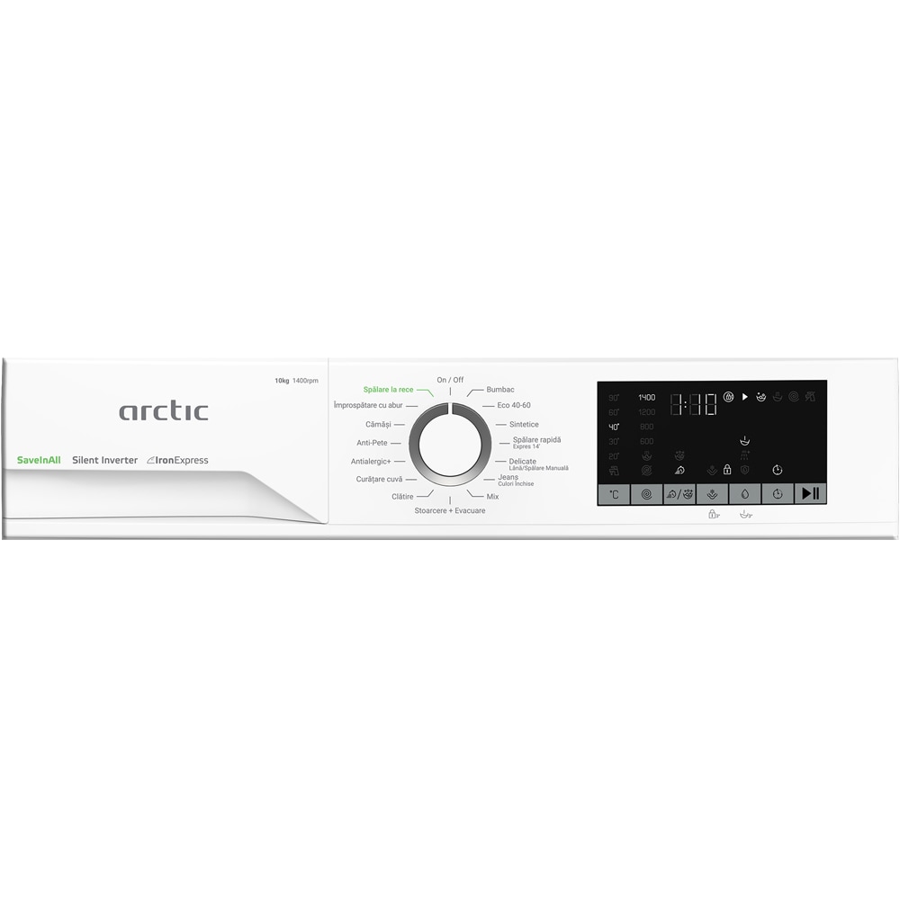 Masina de spalat rufe frontala ARCTIC APLM2WFSU210411W, Extra Steam, 10 kg, 1400rpm, Clasa A, alb