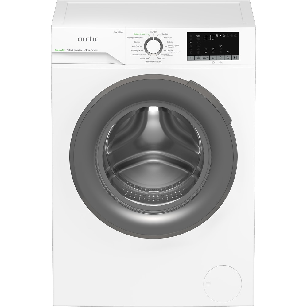 Masina de spalat rufe frontala ARCTIC APLM2WFSU27211W, ExtraSteam, 7 kg, 1200rpm, Clasa A, alb