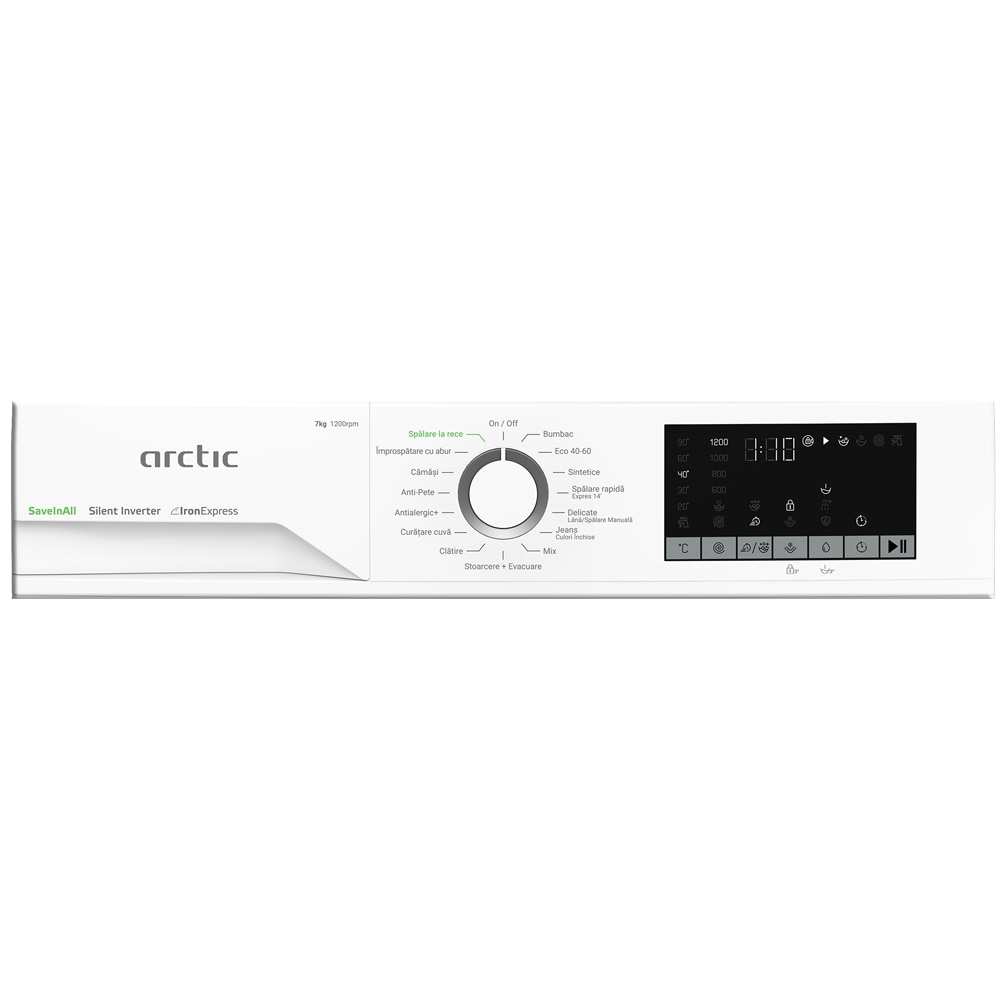 Masina de spalat rufe frontala ARCTIC APLM2WFSU27211W, ExtraSteam, 7 kg, 1200rpm, Clasa A, alb