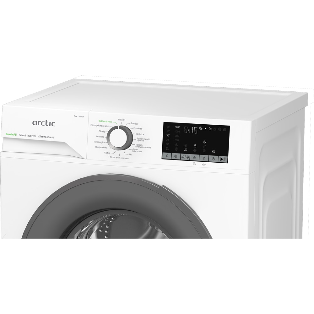 Masina de spalat rufe frontala ARCTIC APLM2WFSU27211W, ExtraSteam, 7 kg, 1200rpm, Clasa A, alb