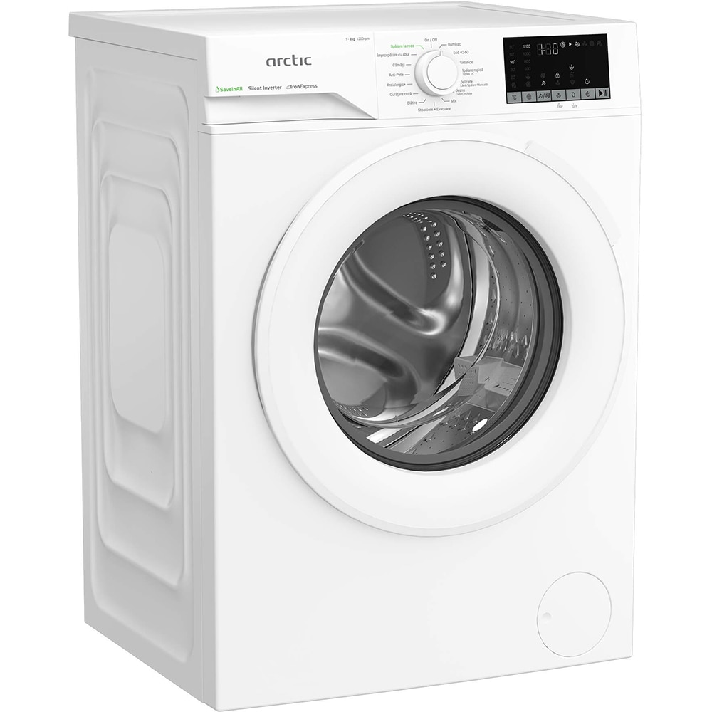 Masina de spalat rufe frontala ARCTIC APLM2WFSU28211W, ExtraSteam, 8 kg, 1200rpm, Clasa A, alb