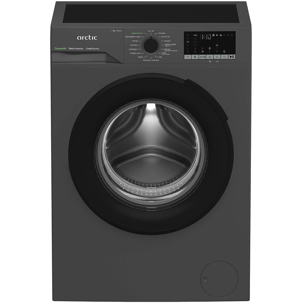 Masina de spalat rufe frontala ARCTIC APLM2WFSU28411A, ExtraSteam, 8 kg, 1400rpm, Clasa A, antracit