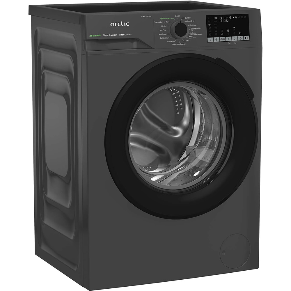 Masina de spalat rufe frontala ARCTIC APLM2WFSU28411A, ExtraSteam, 8 kg, 1400rpm, Clasa A, antracit