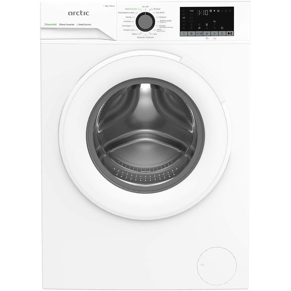Masina de spalat rufe frontala ARCTIC APLM2WFSU29412W, ExtraSteam, 9 kg, 1400rpm, Clasa A, alb