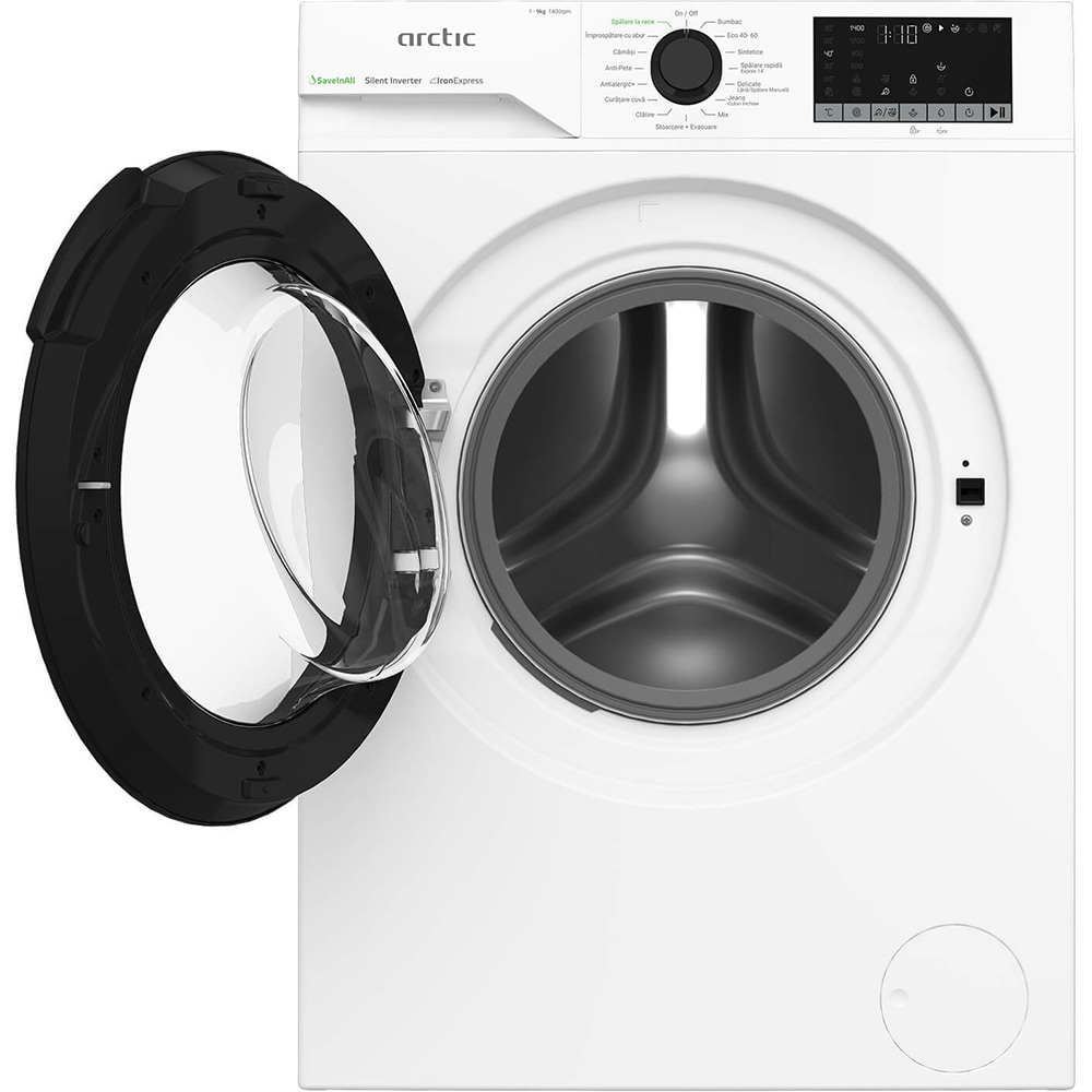 Masina de spalat rufe frontala ARCTIC APLM2WFSU29412WPB, ExtraSteam, 9 kg, 1400rpm, Clasa A, alb