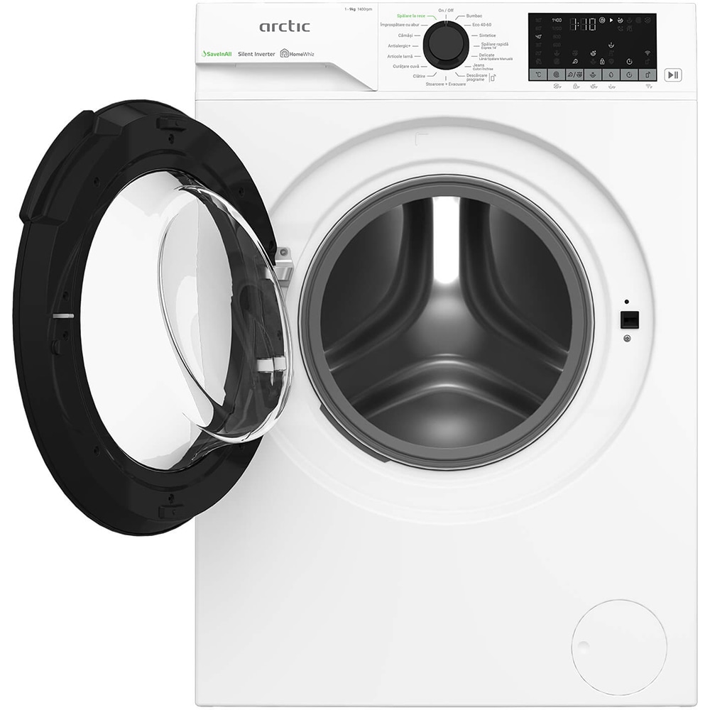 Masina de spalat rufe frontala ARCTIC APLM3WFSU39212W, ExtraSteam, 9 kg, 1400rpm, Clasa A, Wi-Fi, alb