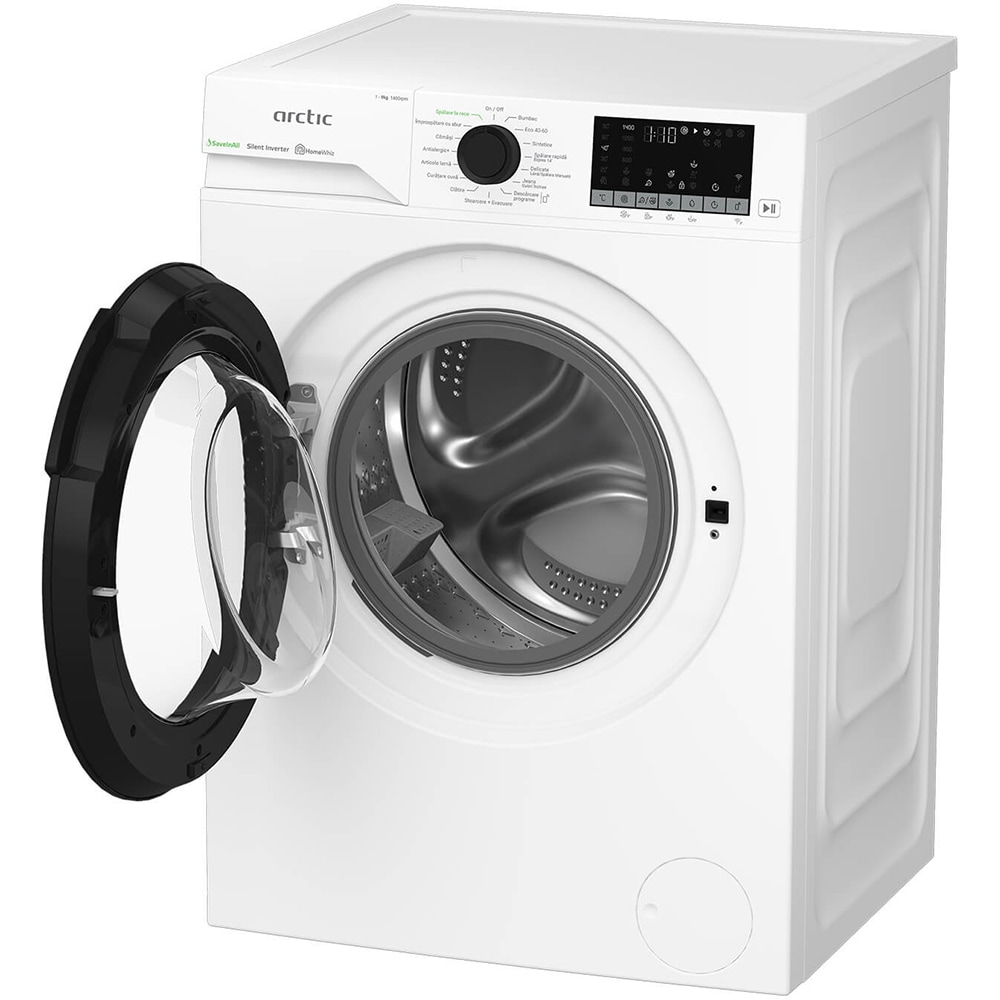 Masina de spalat rufe frontala ARCTIC APLM3WFSU39212W, ExtraSteam, 9 kg, 1400rpm, Clasa A, Wi-Fi, alb