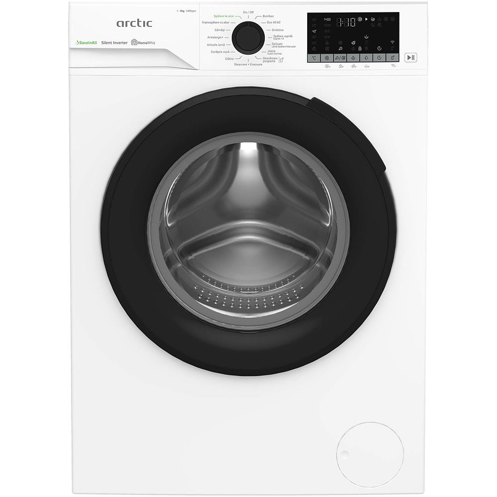 Masina de spalat rufe frontala ARCTIC APLM3WFSU39212W, ExtraSteam, 9 kg, 1400rpm, Clasa A, Wi-Fi, alb