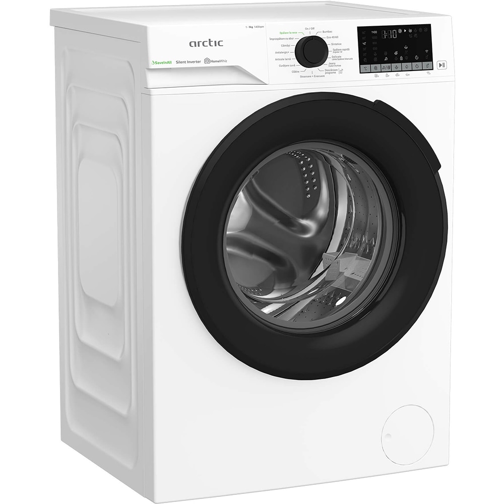 Masina de spalat rufe frontala ARCTIC APLM3WFSU39212W, ExtraSteam, 9 kg, 1400rpm, Clasa A, Wi-Fi, alb