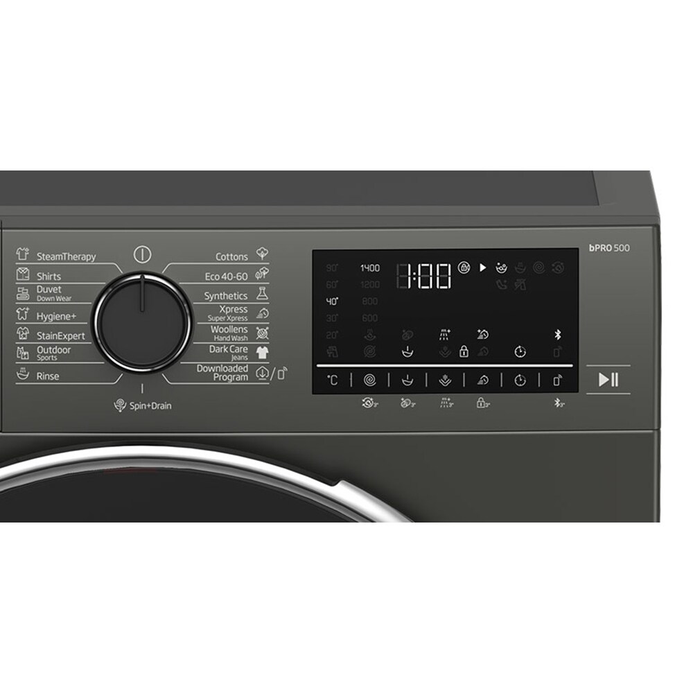 Masina de spalat rufe frontala BEKO B3WFU510418M, AquaTech, SteamCure, 10kg, 1400rpm, Clasa A, gri inchis