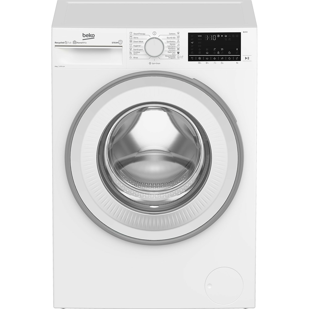 Masina de spalat rufe frontala BEKO B3WFU58215W, AquaTech, SteamCure, 8kg, 1200rpm, Clasa A, alb