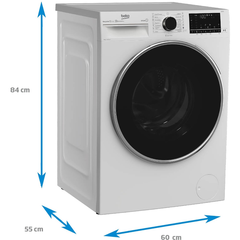 Masina de spalat rufe frontala BEKO B3WFU584110W, SteamCure, 8 kg, 1400rpm, Clasa A, alb