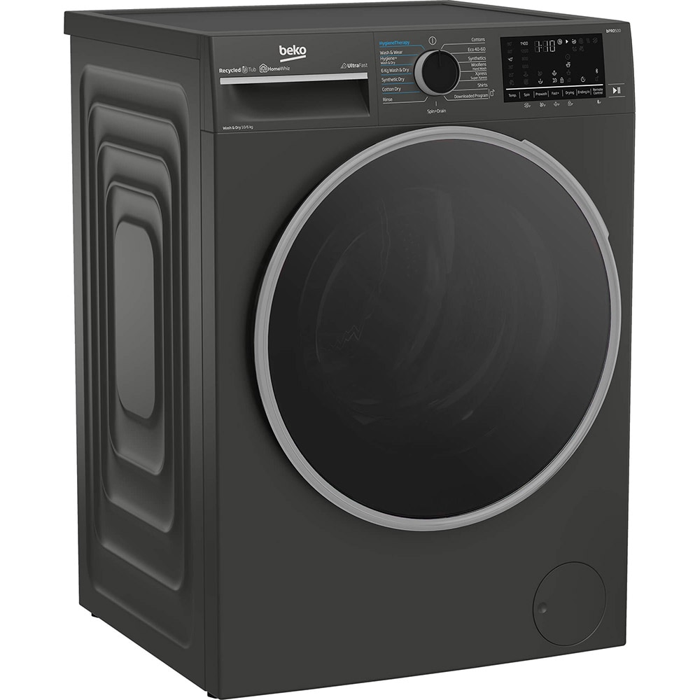 Masina de spalat rufe frontala cu uscator BEKO B5DFT510442M, SteamCure, 10/6 kg, 1400 rpm, Clasa A/D, gri inchis 