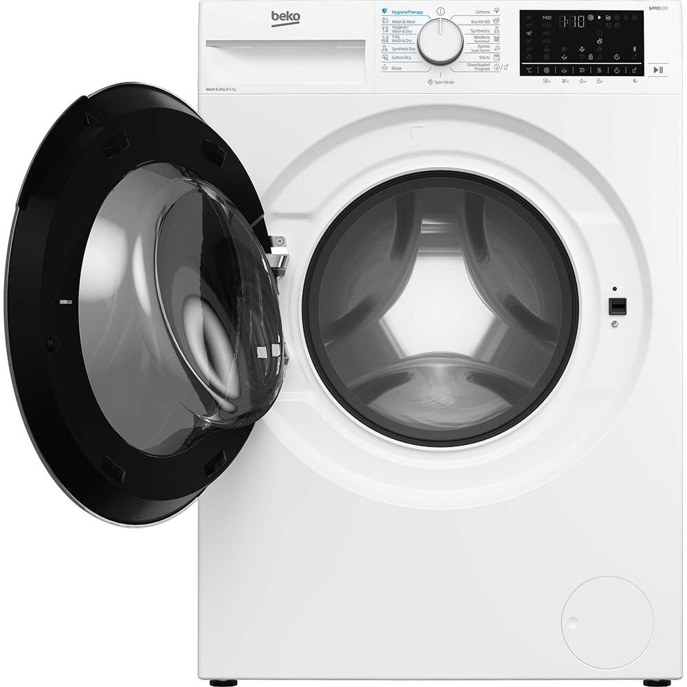 Masina de spalat rufe frontala cu uscator BEKO B5DFT58442W, SteamCure, 8/5 kg, 1400rpm, Clasa A/D, alb