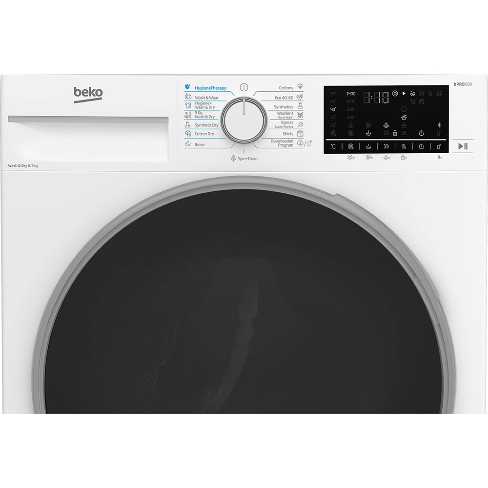 Masina de spalat rufe frontala cu uscator BEKO B5DFT58442W, SteamCure, 8/5 kg, 1400rpm, Clasa A/D, alb