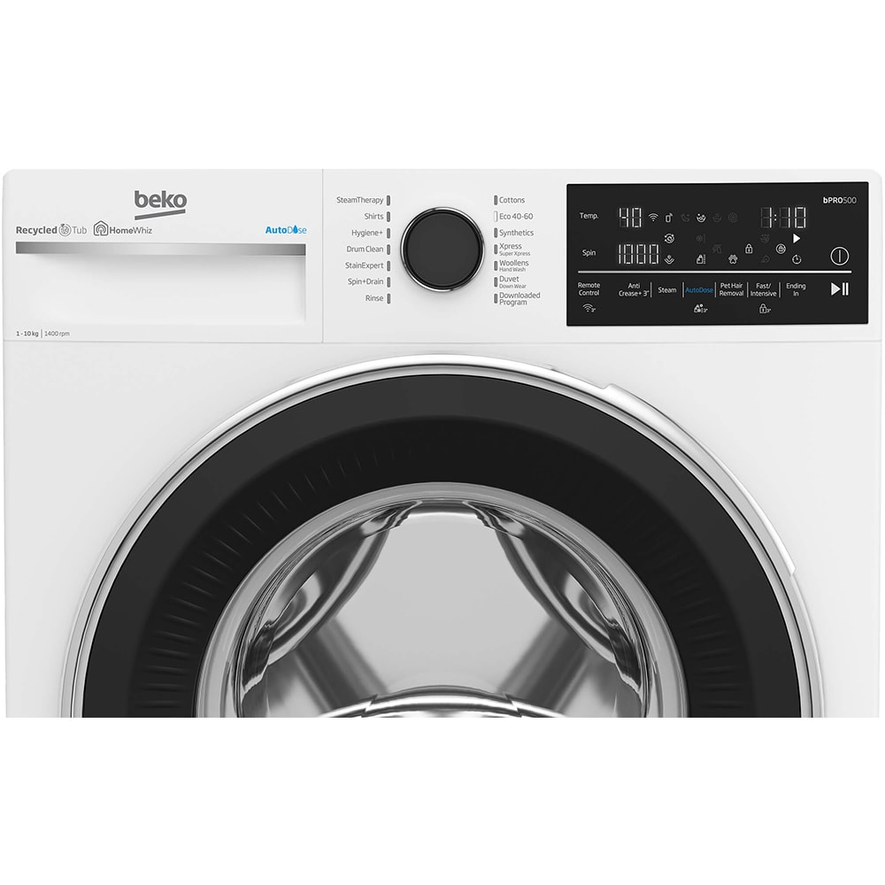 Masina de spalat rufe frontala BEKO B5WFT810416, SteamCure, 10kg, 1400rpm, Clasa A, alb
