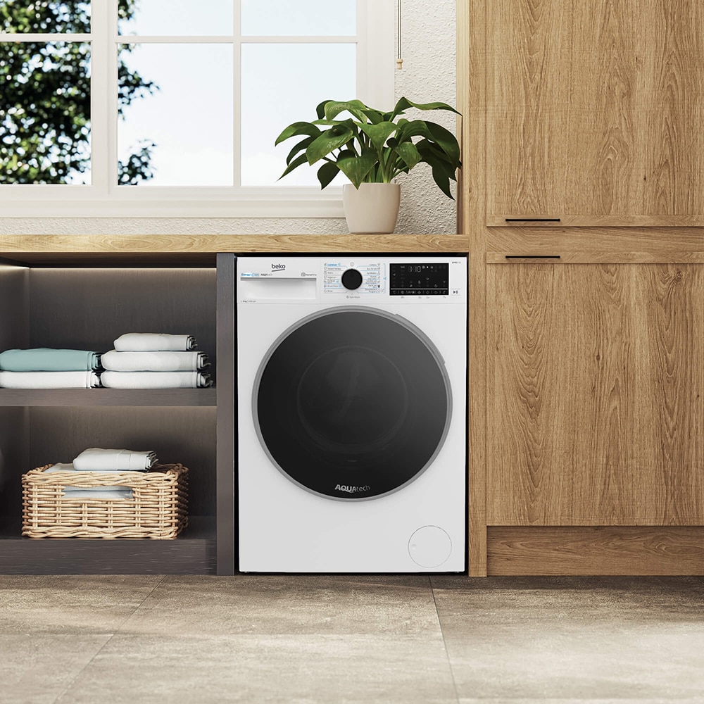 Masina de spalat rufe frontala BEKO B7WFU69418WB ES, EnergySpin, 9 kg, 1400rpm, Clasa A, Wi-Fi, alb