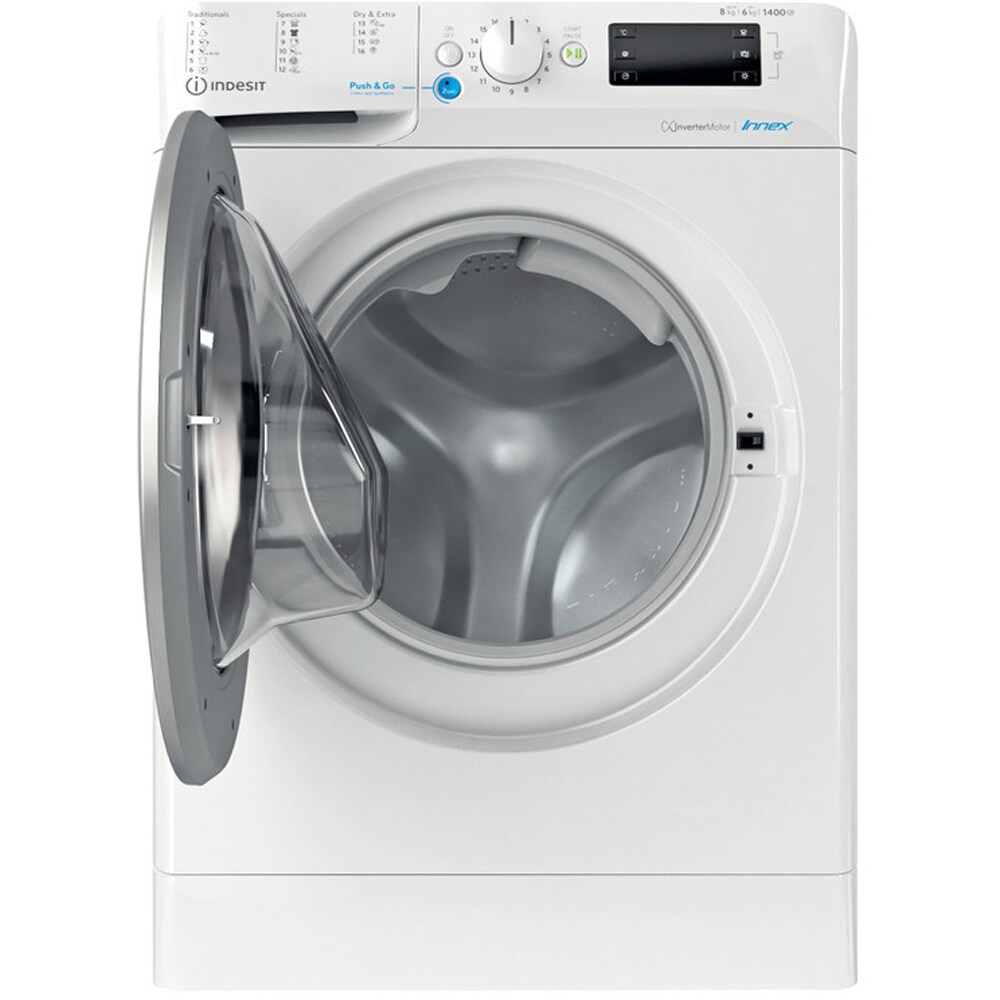 Masina de spalat rufe frontala cu uscator INDESIT BDE 86435 9EWS EU, 8/6 kg, 1400rpm, Clasa B/D, alb