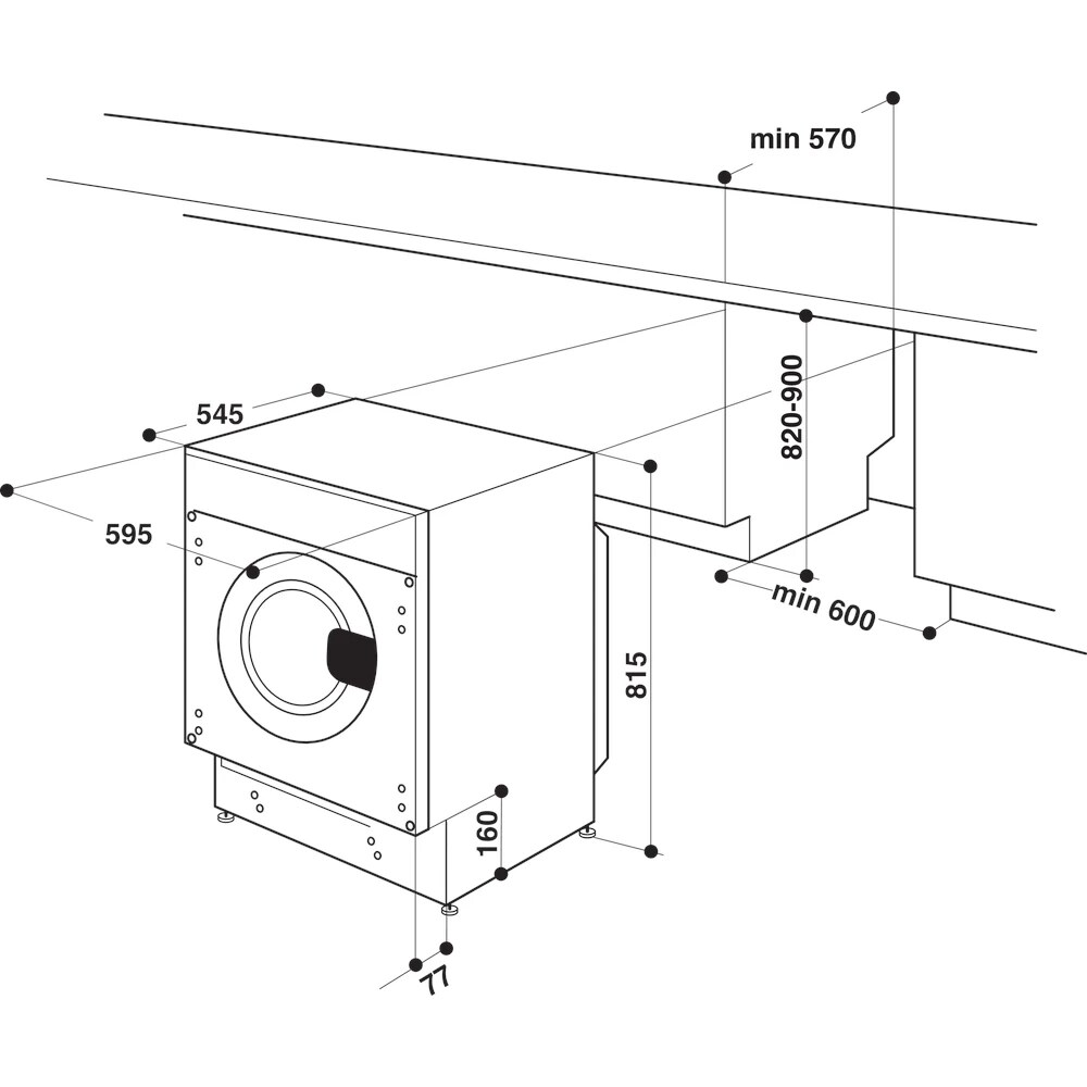 Masina de spalat rufe incorporabila WHIRLPOOL BI WMWG 81484E EU, 6th Sense, 8 kg, 1400rpm, Clasa C, alb