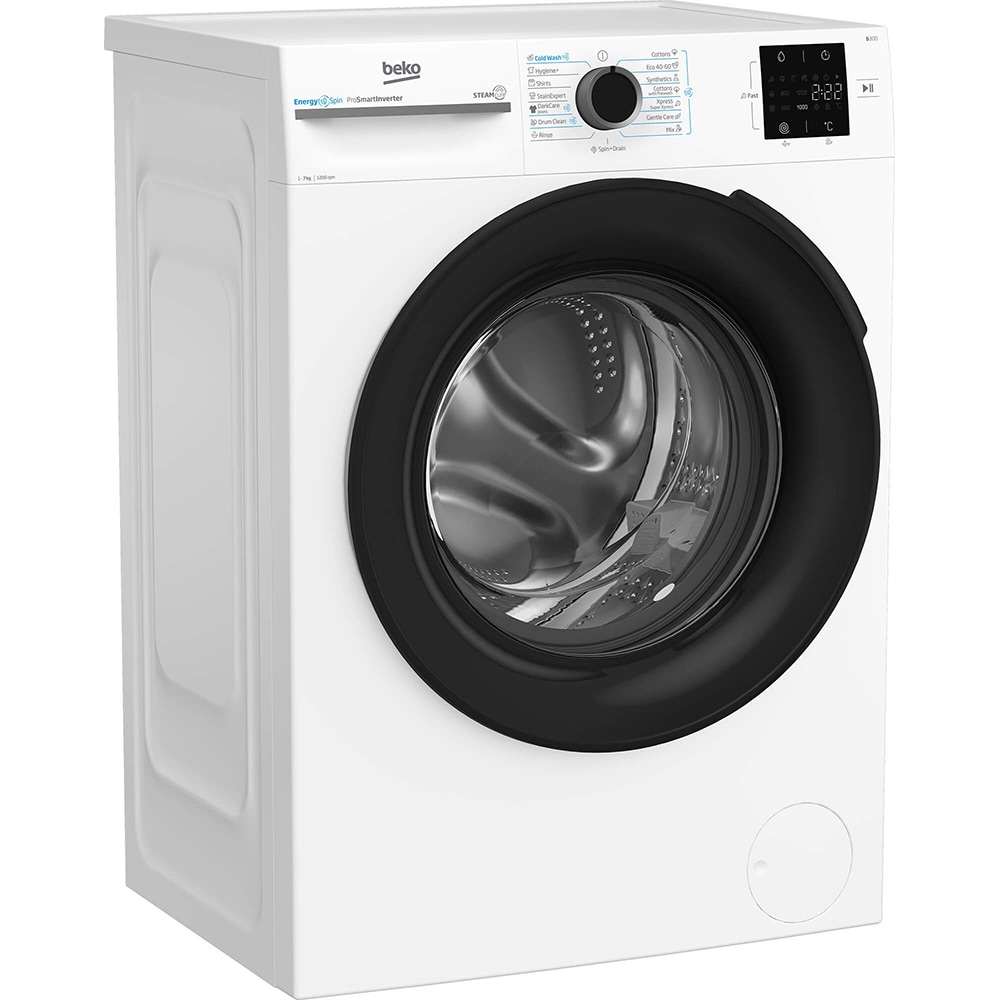 Masina de spalat rufe frontala BEKO BM3WFSU37213WB, EnergySpin, SteamCure, 7 kg, 1200rpm, Clasa A, alb