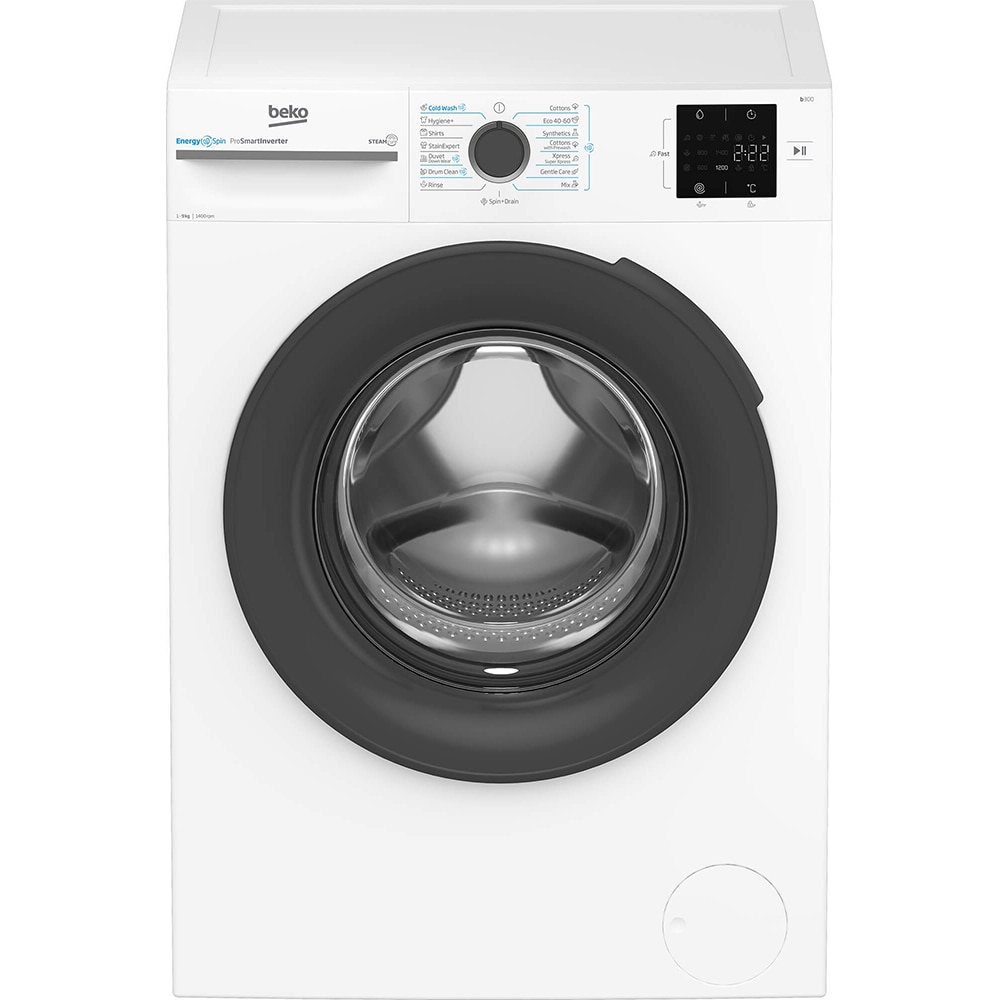 Masina de spalat rufe frontala BEKO BM3WFSU39413W, EnergySpin, SteamCure, 9 kg, 1400rpm, Clasa A, alb