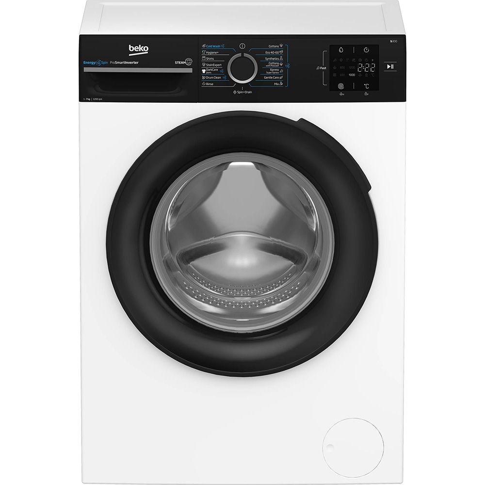 Masina de spalat rufe frontala BEKO BM3WFU37213WBPB, EnergySpin, SteamCure, 7 kg, 1200rpm, Clasa A, alb