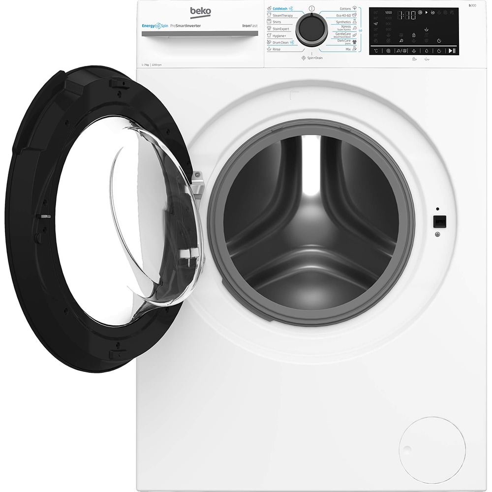 Masina de spalat rufe frontala BEKO BM3WFU47215WB, EnergySpin, 7 kg, 1200rpm, Clasa A, alb
