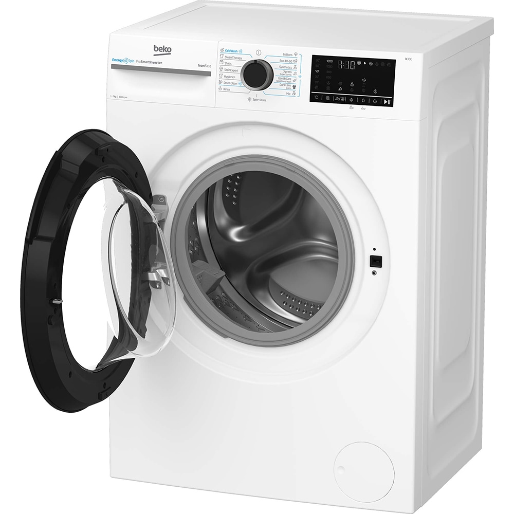 Masina de spalat rufe frontala BEKO BM3WFU47215WB, EnergySpin, 7 kg, 1200rpm, Clasa A, alb
