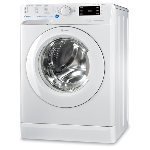 Masina de spalat rufe frontala INDESIT BWE 81284X W EU, Push & Wash, 8kg, 1200rpm, Clasa A+++, alb