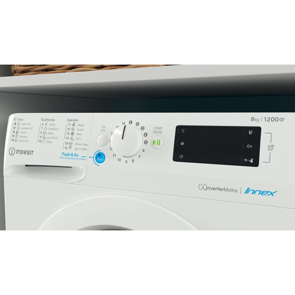 Masina de spalat rufe frontala INDESIT BWE 81285X W EE N, 8 kg, 1200rpm, Clasa B, alb