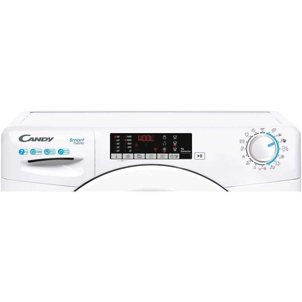 Masina de spalat rufe frontala slim CANDY CS4 127TXME, 7 kg, 1200rpm, Clasa A, alb