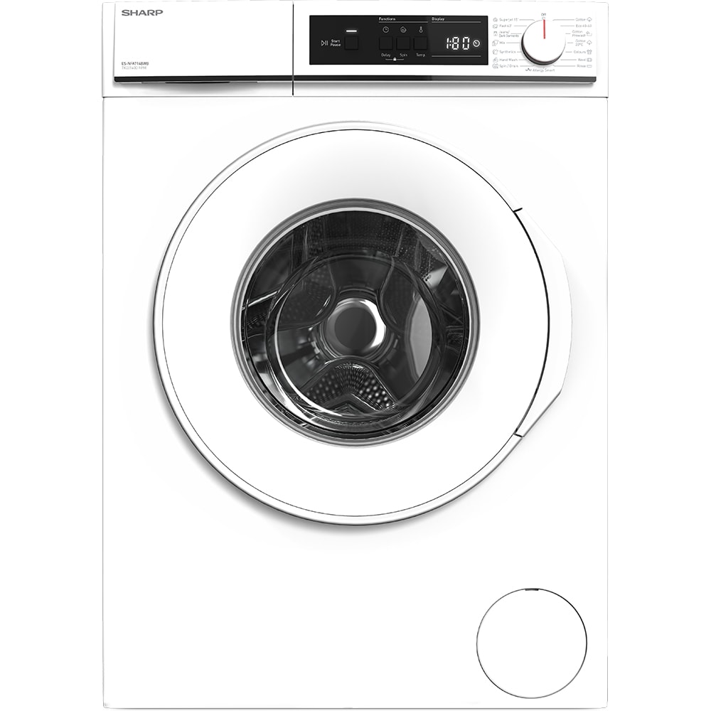 Masina de spalat rufe frontala SHARP ES-NFA714BWB-EE, AllergySmart, 7 kg, 1400rpm, Clasa B, alb