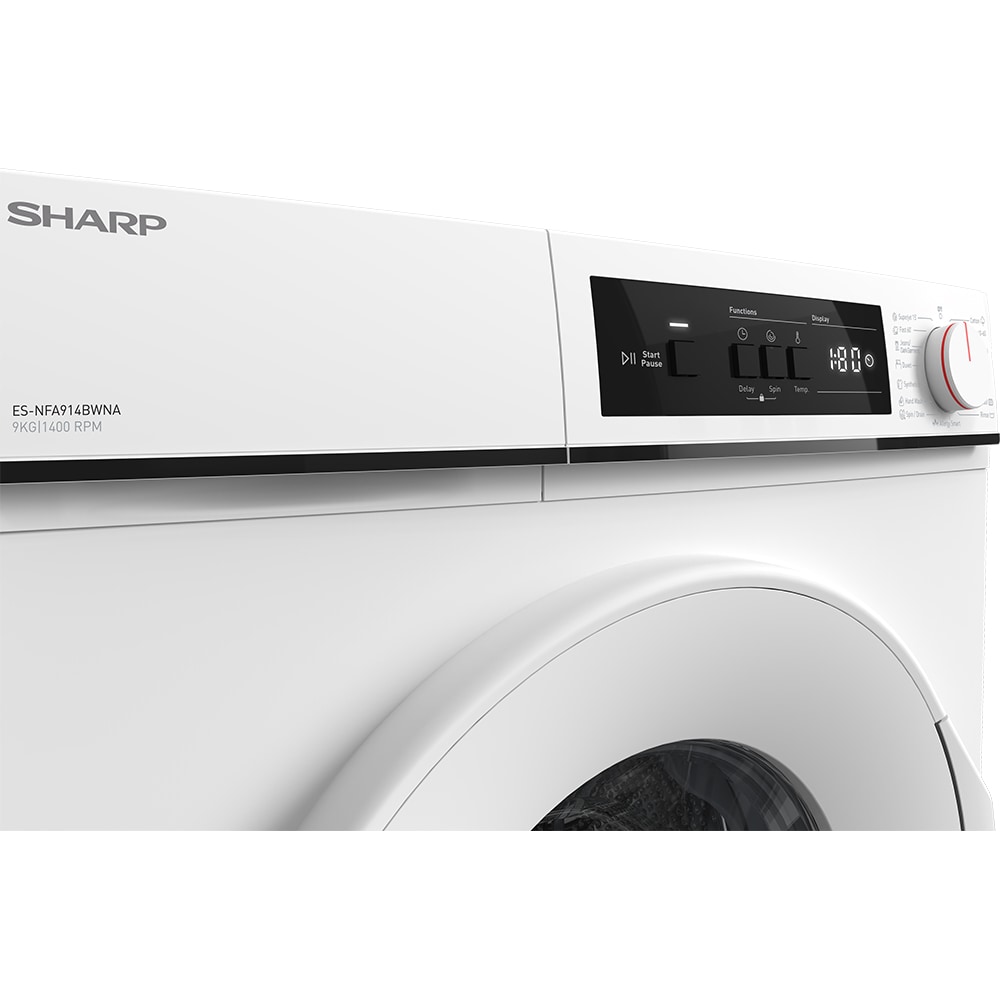 Masina de spalat rufe frontala SHARP ES-NFA914BWNA-EE, AllergySmart, 9 kg, 1400rpm, Clasa A, alb