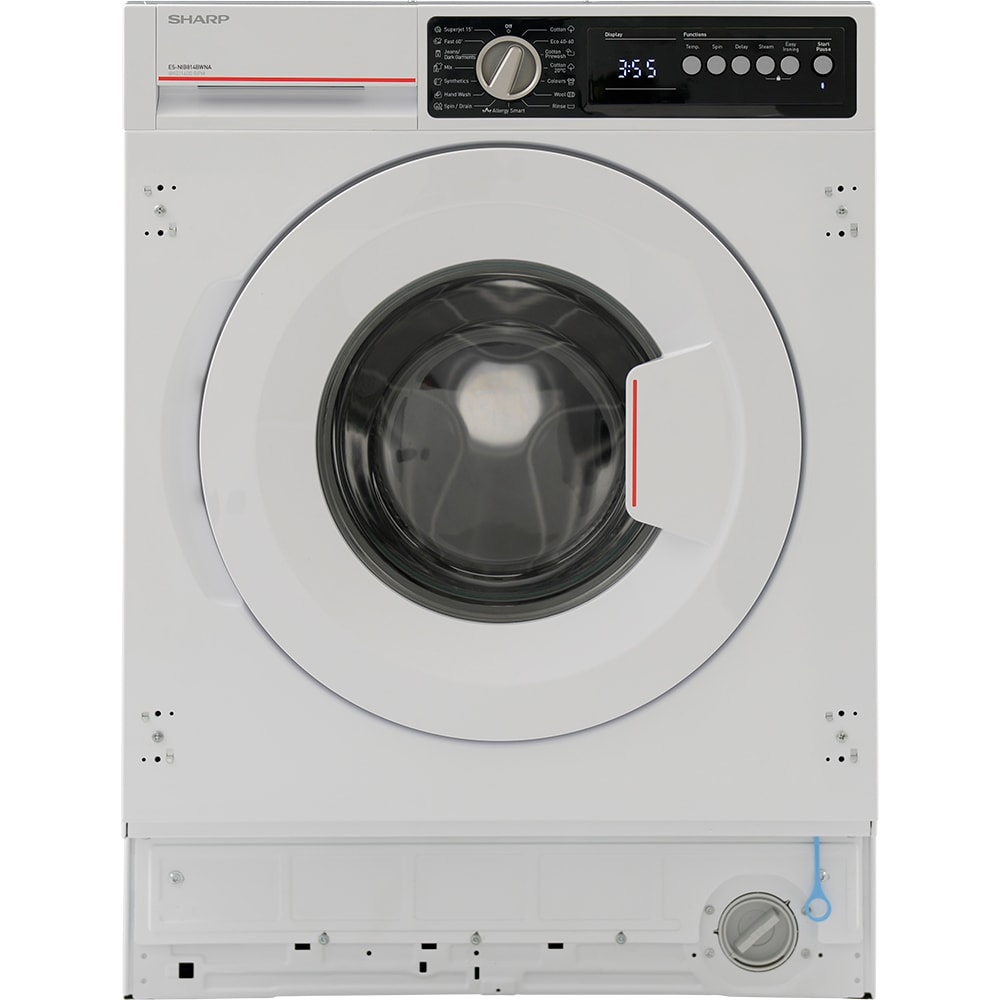 Masina de spalat rufe incorporabila SHARP ES-NIB814BWNA-EE, Steam+, AllergySmart, 8 kg, 1400rpm, Clasa A, alb