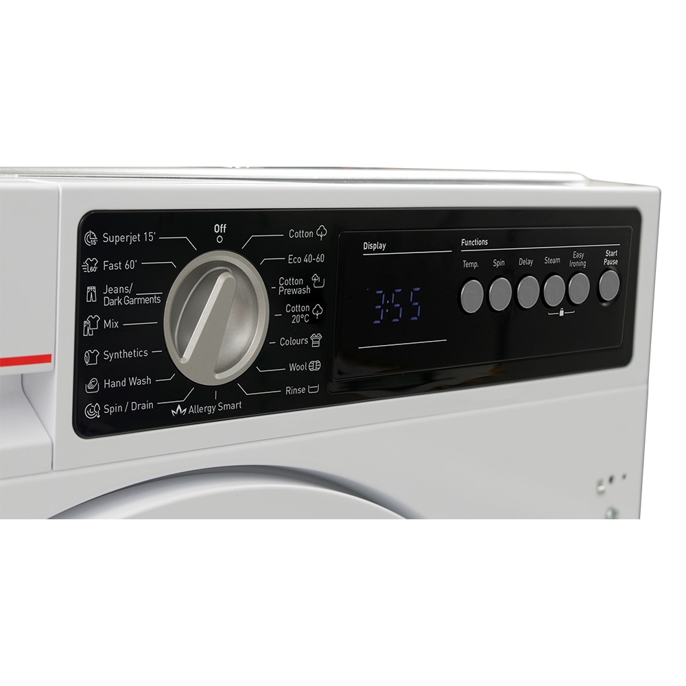 Masina de spalat rufe incorporabila SHARP ES-NIB814BWNA-EE, Steam+, AllergySmart, 8 kg, 1400rpm, Clasa A, alb